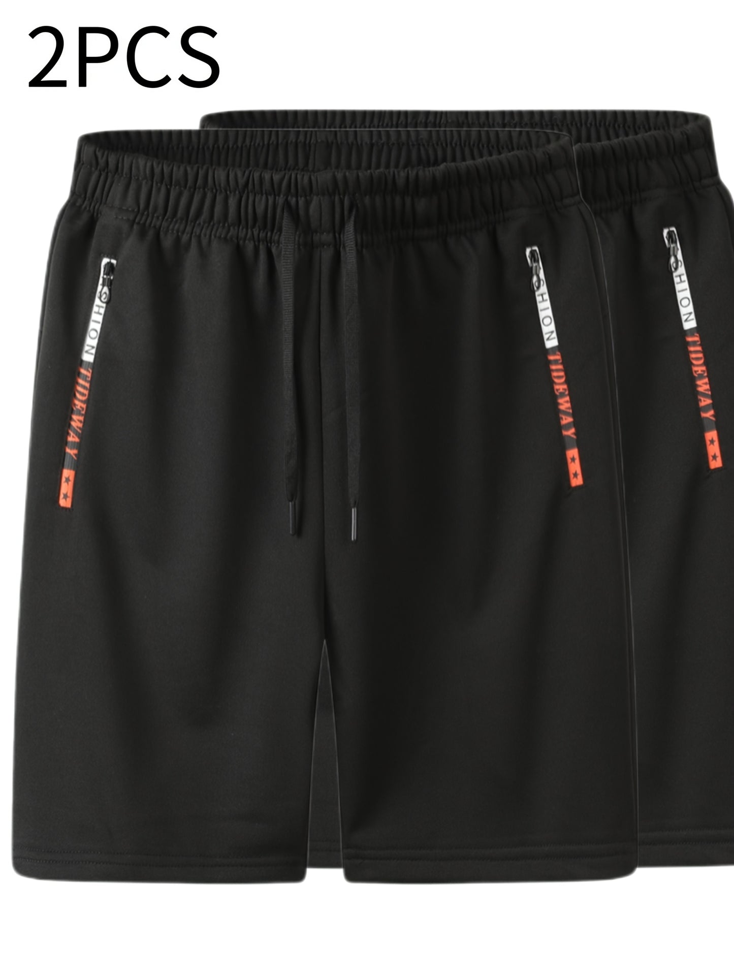 2pcs Men's Casual Outdoor Shorts - Summer Men's Casual Shorts with Zipper Pockets, Minimalist Multi-Pocket Design for Daily Wear, Running, Fitness & Travel, 100% Polyester Knit Fabric, Drawstring Waistband, Machine Washable,