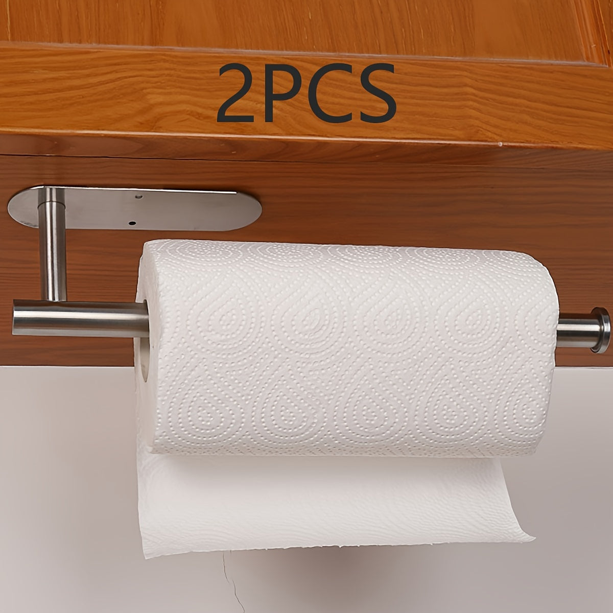 1pc Self-Adhesive Paper Towel Holder Under Cabinet For Kitchen, Bathroom Tissue And Towel Holder, Plastic Wrap And Roll Paper Storage Storage Rack, Home Kitchen Bathroom Supplies
