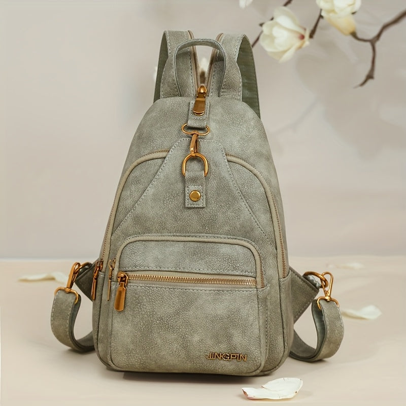 Mochila de mulher castanha estilo vintage elegante - Alça ajustável, fecho de correr, múltiplos compartimentos, bolsa elegante para usar ao ombro ou a tiracolo, bolsa casual para o dia a dia | Bolsa estilo vintage elegante | Fecho em zíper resistente