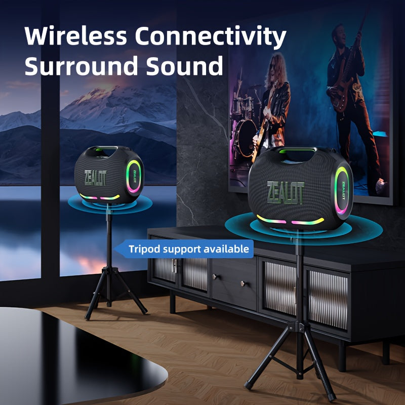 ZEALOT ZE01 120W High-power Wireless Speaker, Outdoor Portable, IPX5, And 4 Speakers, Built-in 24000mAh Battery, With RGB Color Lights, SD, USB, AUX, Internet Dual Pairing Function, Hands-free Calling, Supports Mobile Phones,