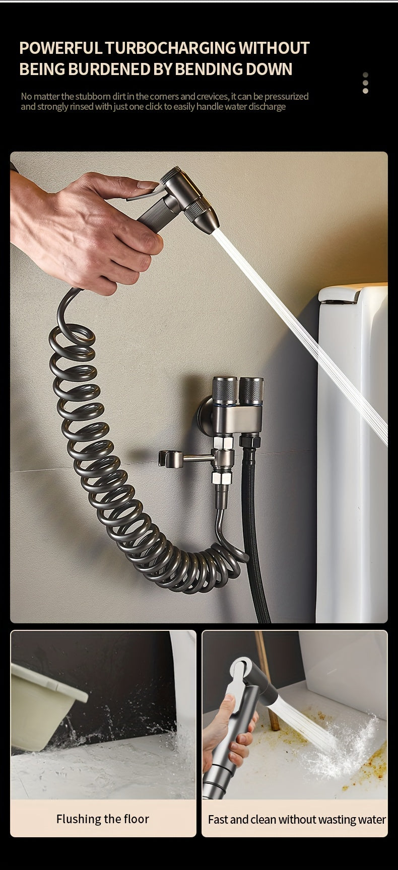 1pc Stainless Steel Handheld Bidet Sprayer - Powerful, Non-Electric Bathroom Cleaning Nozzle with Extendable Hose for Toilet Flushing & Personal Hygiene