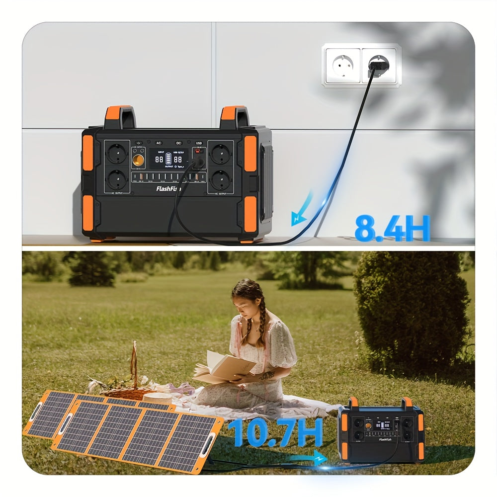 1000W Lifepo4 Battery Solar Power Generator 1041.6Wh 230V (2000W Surge) Emergency LFP Battery Power Generator with 4*AC Solar Power Station, 19 output socket Portable Power Station for Emergency/Outdoor camping/RV/Home/Comput