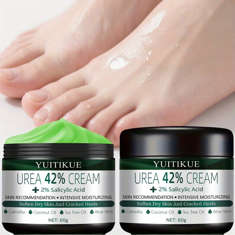 YUITIKUE 42% Urea Foot Cream for Extremely Dry Cracked Heels - Tea Tree Ant-Cracking Moisturizer with Natural Ingredients, Non-Greasy Formula, Hypoallergenic & Safe for Sensitive Light Beige