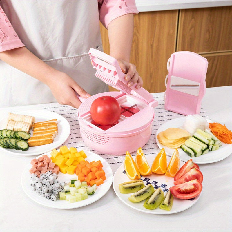 12-In-1 Multi-Functional Vegetable Chopper Carrots Potatoes Manually Cut Shred Slicer Radish Grater Kitchen Tools Vegetable Cutter For Hotel/Commercial