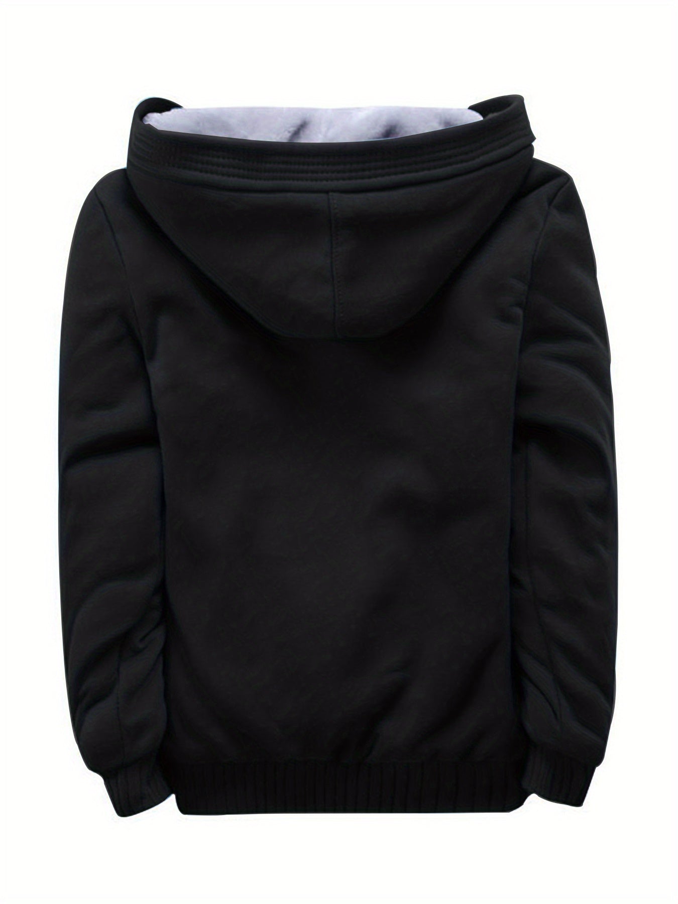 Men's Warm Fleece Hooded Jacket Coat, Warm Thick Zip Up Hoodie For Fall Winter