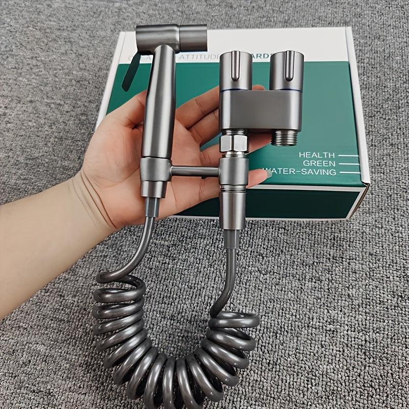 1 Wall Mount Hand Held Sitz Bath Kit, Classic Style, Brushed Finish, Comes with Spray Gun, Telescopic Phone Tube and Stand for Hygienic Toilet Training, Modern Sitz Bath System | Durable Wall Mount I toilet Spray Gun Set