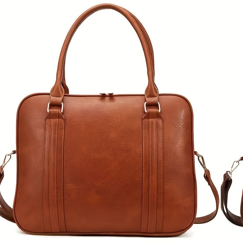 Vintage-Style Large Capacity Laptop Bag for Men & Women - Adjustable Crossbody Shoulder Bag with Detachable Strap, 3 Compartments, Tablet Pocket, Lightweight Durable Design for Office, Commuting & Travel, Laptop Carrying Case