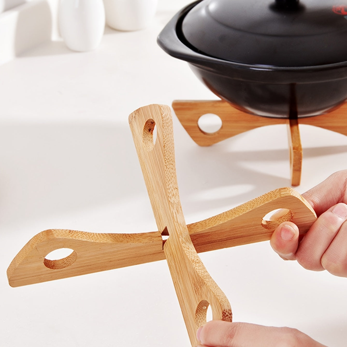 1pc Wood Trivets For Hot Dishes, Heat Resistant Wooden Pot Mat, Bowl Cup Coaster, Anti-scalding Placemat, Kitchen Table Decor