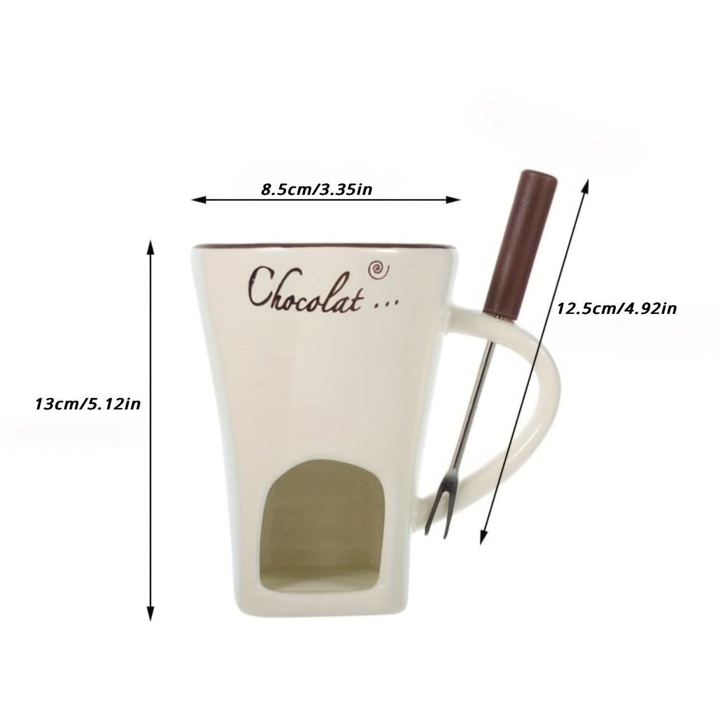 TFS Chocolate Fondue Mug - Ceramic, Reusable, Hand-Wash Only, Multipurpose Hot Chocolate & Fondue Pot with Whisk, Ideal for Cheese, Caramel, Butter, Hot Chocolate Making | Whisked Drinkware | Durable Drinkware