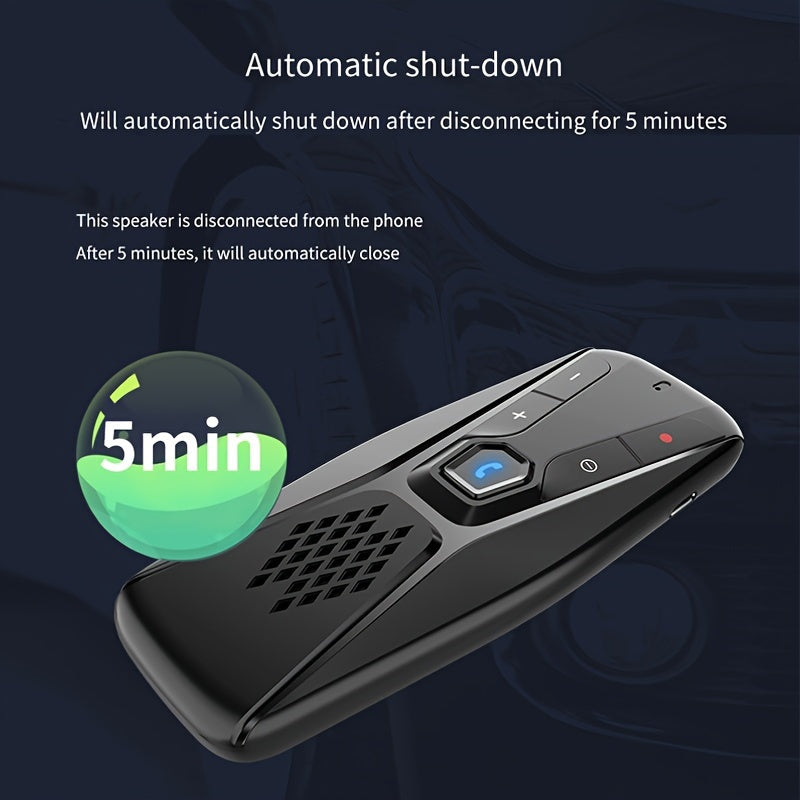 JaJaBor Wireless Car Kit Handsfree Speakerphone with Microphone Automatic Shut Down and Auto Connect, Voice Assistance with Clip