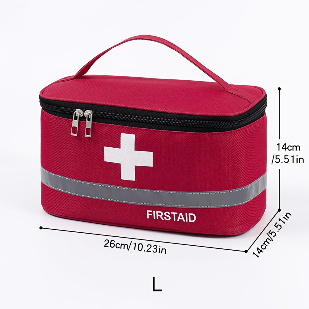 1pc Red First Aid Kit with White Cross Design - Durable Fabric, Portable Medical Bag for Travel, Outdoor, and Home Use - Includes Zipper Closure and Multiple Compartments, Outdoor Essentials|Compartmentalized Bag|Durable Fabr