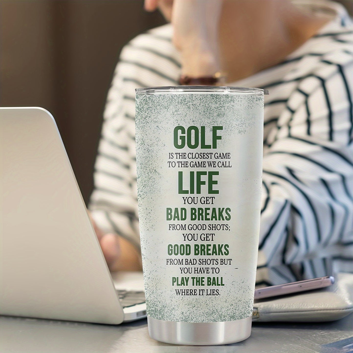 1pc 20oz Stainless Steel Tumbler, Golf Life Print Double Wall Vacuum Insulated Travel Mug, Gifts For Parents, Relatives And Friends, Birthday Gifts, Valentine's Day Gifts, Father's Day Gifts
