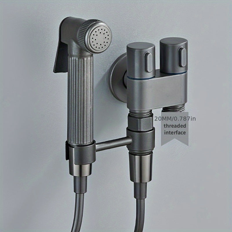 Versatile Wall-Mounted Spray Gun Set with Dual Stainless Steel Valves - Ideal for Bathroom, Pet Showers & More, Chrome Finish, Easy Installation, Fits G1/2 Hoses, Floor Cleaning Tool|Sleek Bathroom Fixture|Durable Alloy Const