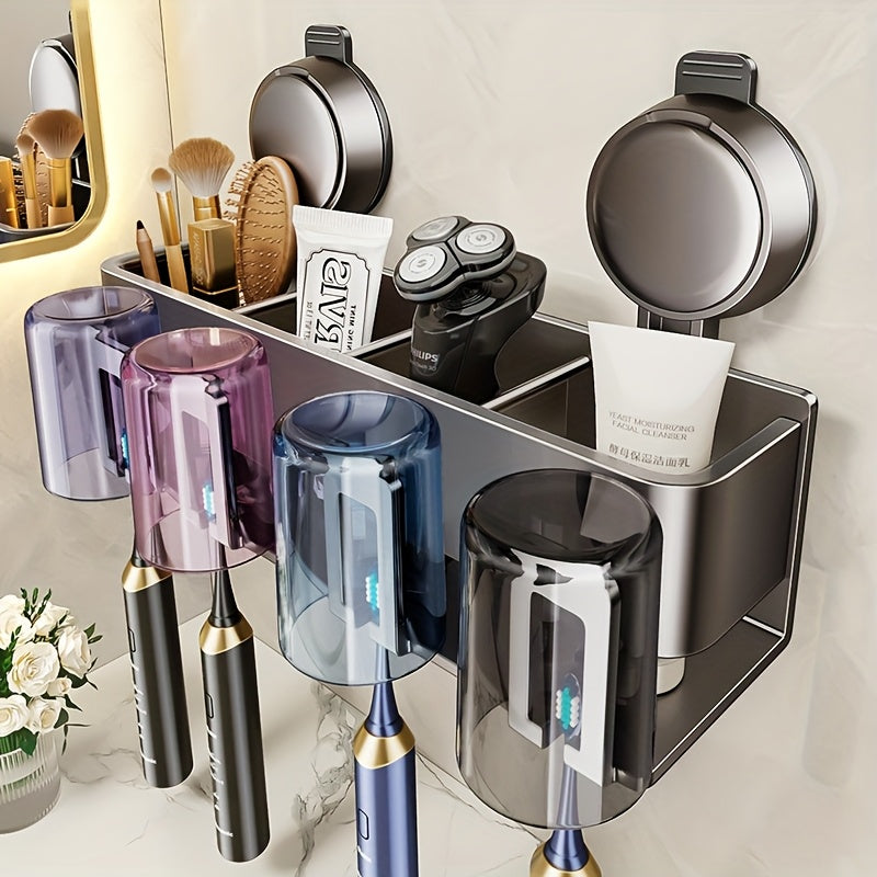 Bathroom Essentials Wall Mount Shower Caddy - No Drilling Required, Space-Saving Organizer for Toothbrushes, Dental Cup, Mouthwash, and Bathroom Accessories - Ideal for Home and Gift