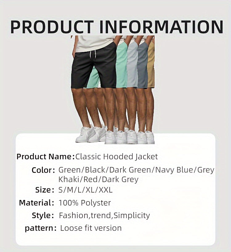 Casual Slightly Stretch Graphic Drawstring Shorts, Men's Clothes For Summer