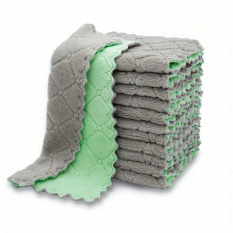 10pcs, Microfiber Towel, Absorbent Kitchen Cleaning Cloth, Non-stick Oil Dish Towel, Rags, Napkins, Tableware, Household Cleaning Towel