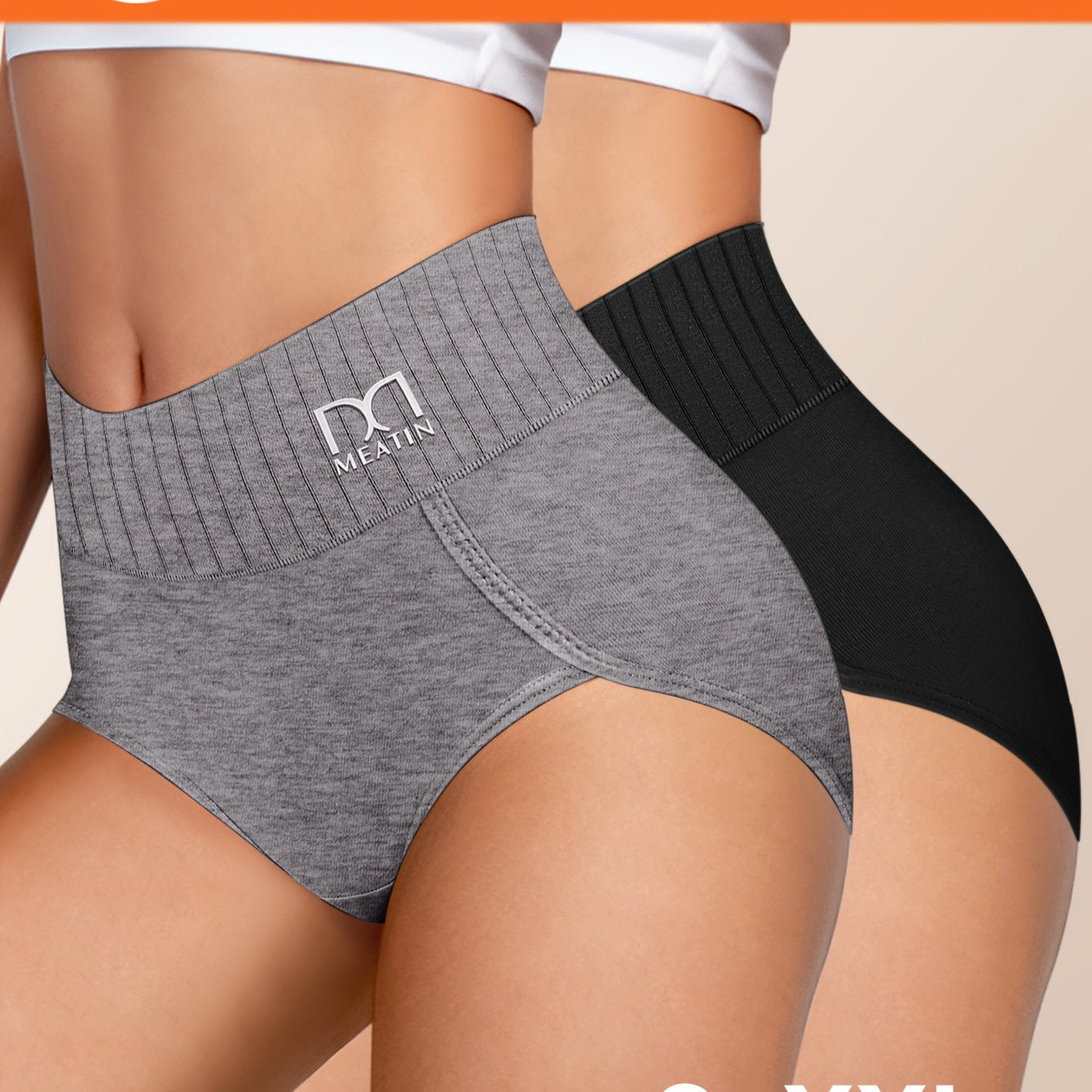 2-Pack Women'S High-Waisted Panties, Soft Fit Triangle Underwear, Breathable and Light Beige-Friendly