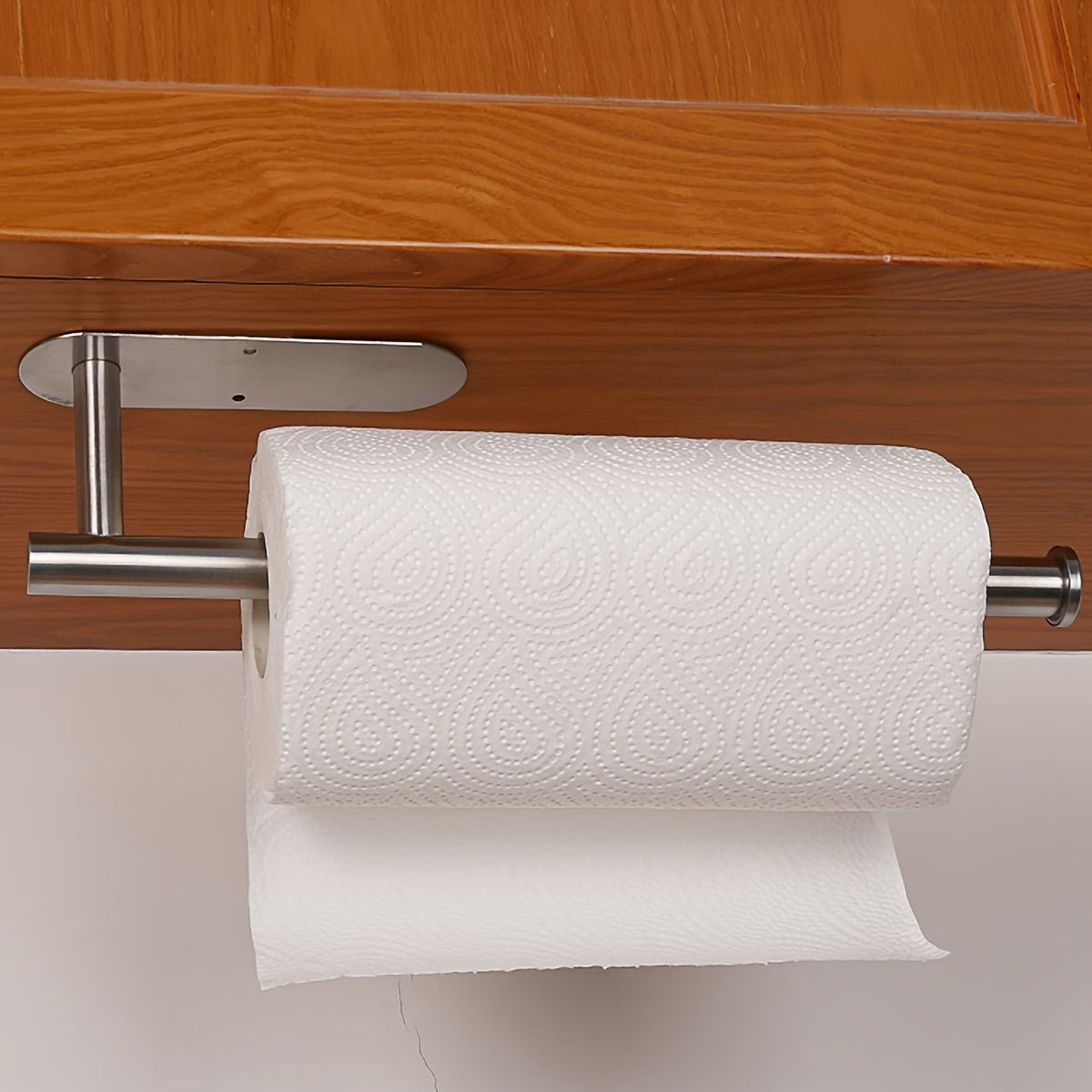 1pc Self-Adhesive Paper Towel Holder Under Cabinet For Kitchen, Bathroom Tissue And Towel Holder, Plastic Wrap And Roll Paper Storage Storage Rack, Home Kitchen Bathroom Supplies