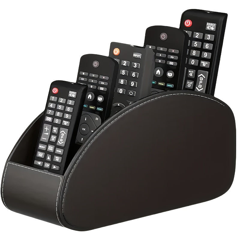 1pc Faux Leather Remote Control Holder - a Desktop Storage Box with 5 Compartments, Suitable for Organizing And Decorating Your Desk, Ideal for TV Remotes/Media Controllers/Office Supplies, a Home Open Storage Box, And a Hous
