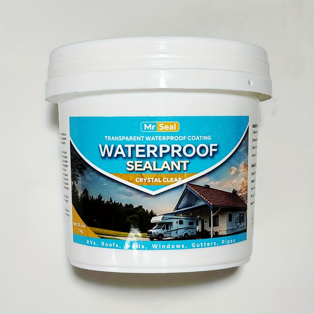 1kg RV Transparent Waterproof Sealant - Quick-Dry, Flexible & Breathable Sealant for RV Roof, Windows, Walls, Tiles - Durable Weatherproof Protection, RV Roof Sealant, Roof Sealing, Modern Aesthetic, Flexible Sealant