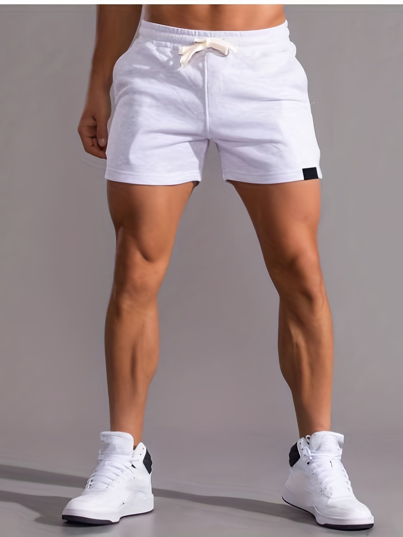 Slim Fit Comfy Active Shorts, Men's Casual Slant Pocket Stretch Waist Drawstring Shorts For Summer Basketball Running