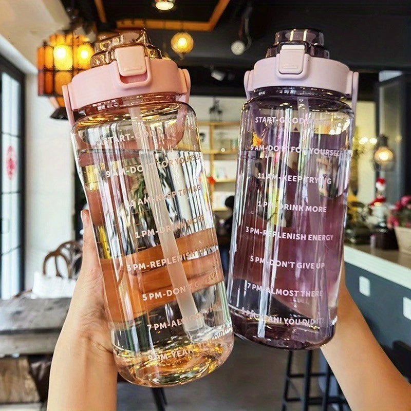 2L Sports Cup Water Bottle With Straw - Large Capacity, Portable & Durable For Outdoor Sports & Fitness!
