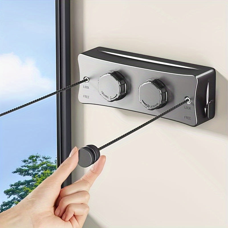 1pc Adjustable Double Line Retractable Clothesline, 304 Stainless Steel, Indoor Invisible Reel Drying Rope, Space Saving For Apartment Balcony, Towel Quilt Clamp, Rust-proof ABS Shell