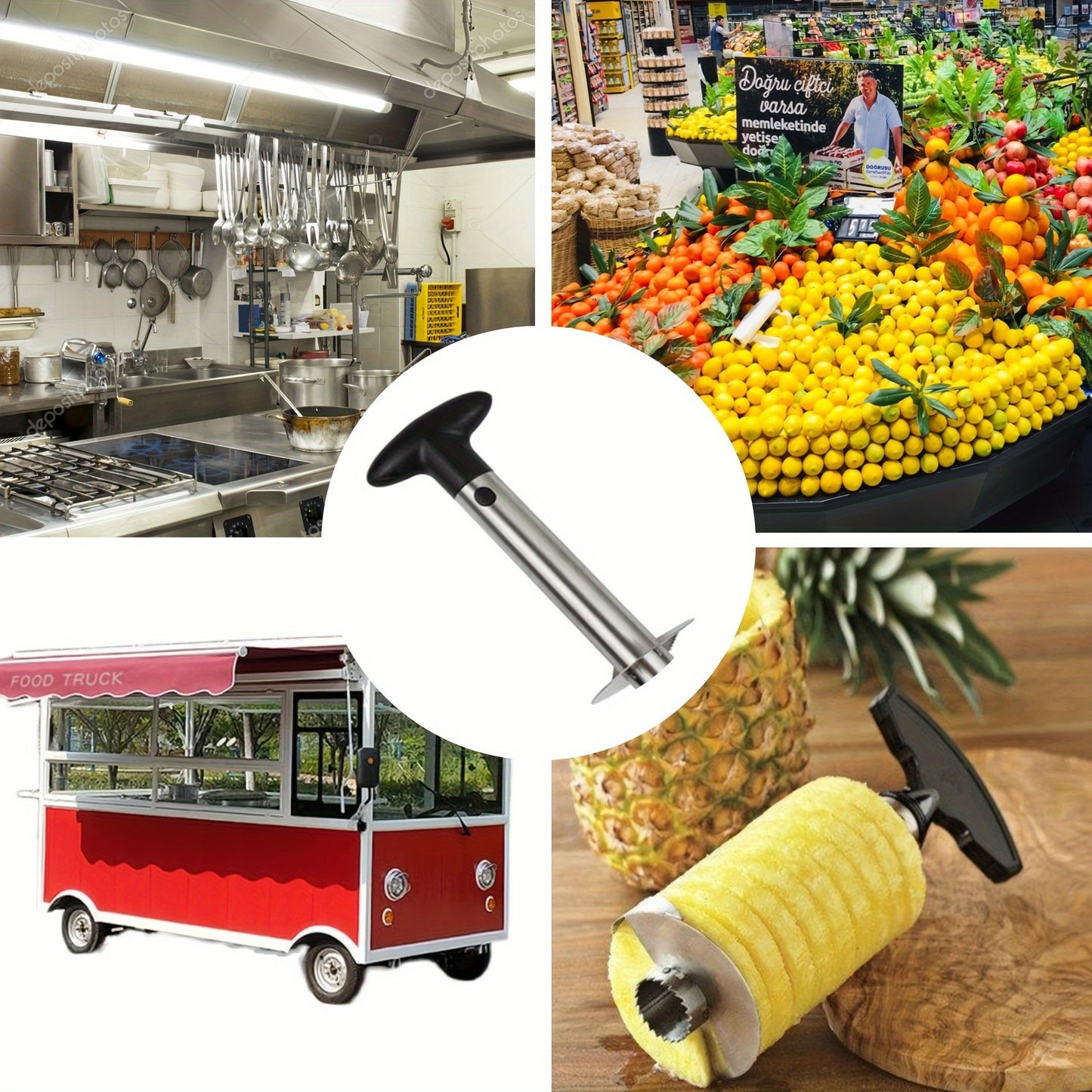 Pineapple Slicer Peeler Cutter Parer Knife Stainless Steel Kitchen Fruit Tools Cooking Tools For Hotel/Commercial for restaurants/supermarkets/food trucks