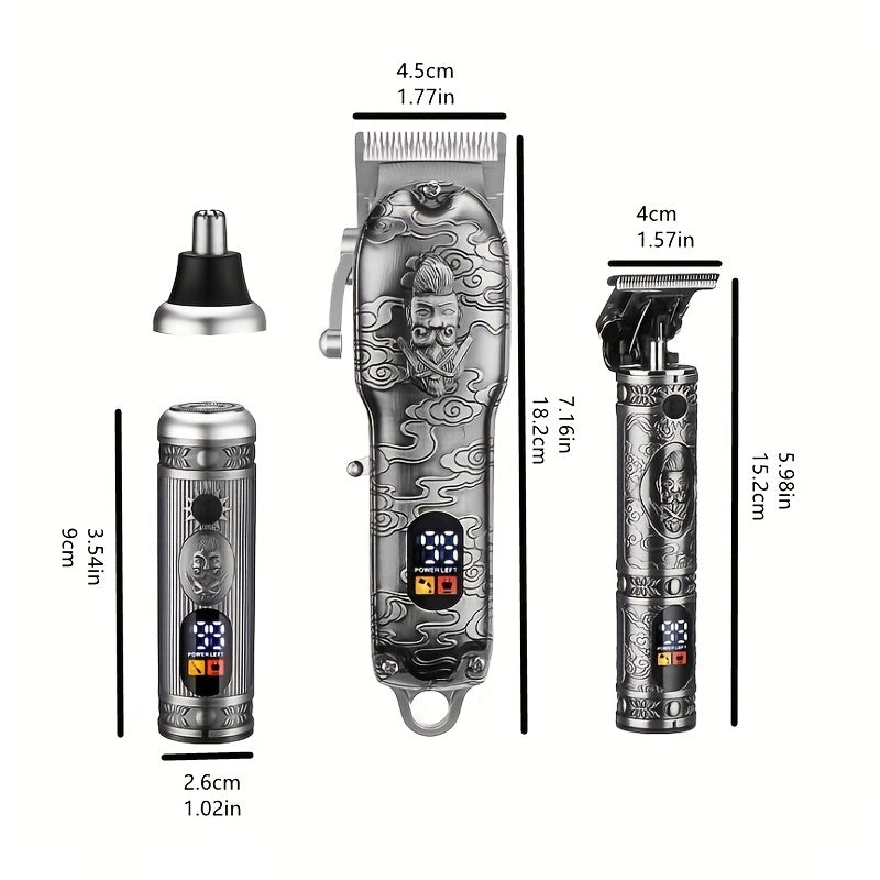 Hair Clippers For Men, Professional Cordless Barber Trimmer Set, T-Blade/Nose Hair/Beard Trimmer Set, USB Rechargeable Hair Cutting Grooming Kit, LCD Display, Holiday Gifts For Men/Dad
