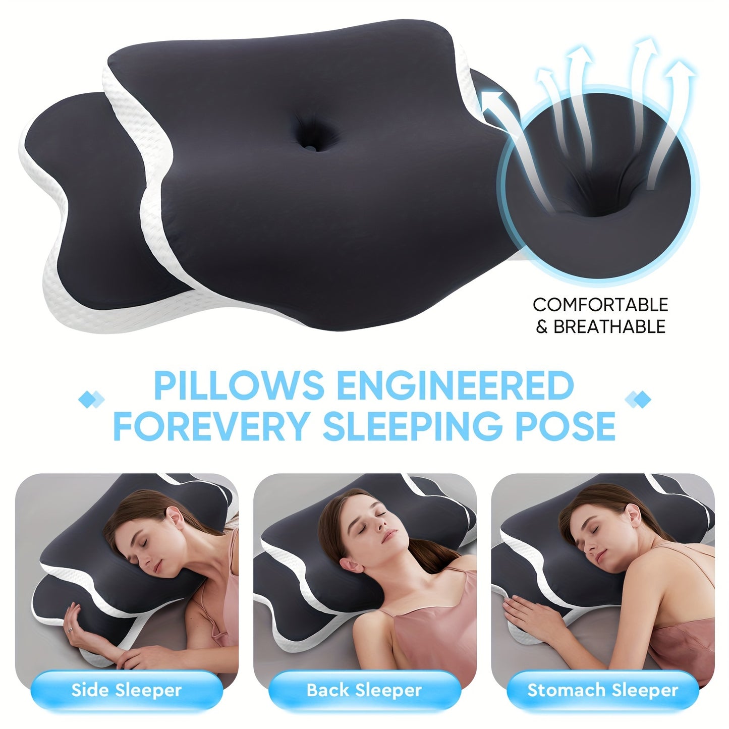 Ergonomic Memory Foam Neck Pillow for Comfortable Sleep And Neck Support.