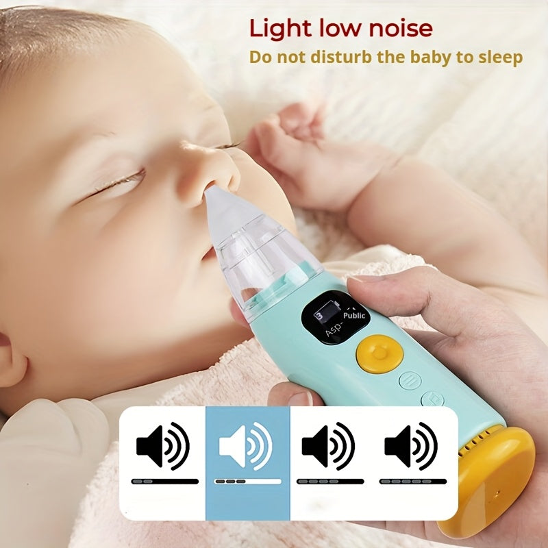 1pc Portable Electric Baby Nasal Cleaner - Soothing Music and Soft Lighting - 3 Adjustable Suction Levels, 3 Soft Silicone Tips, to Clear Nasal Mucus, Suitable for Home Use