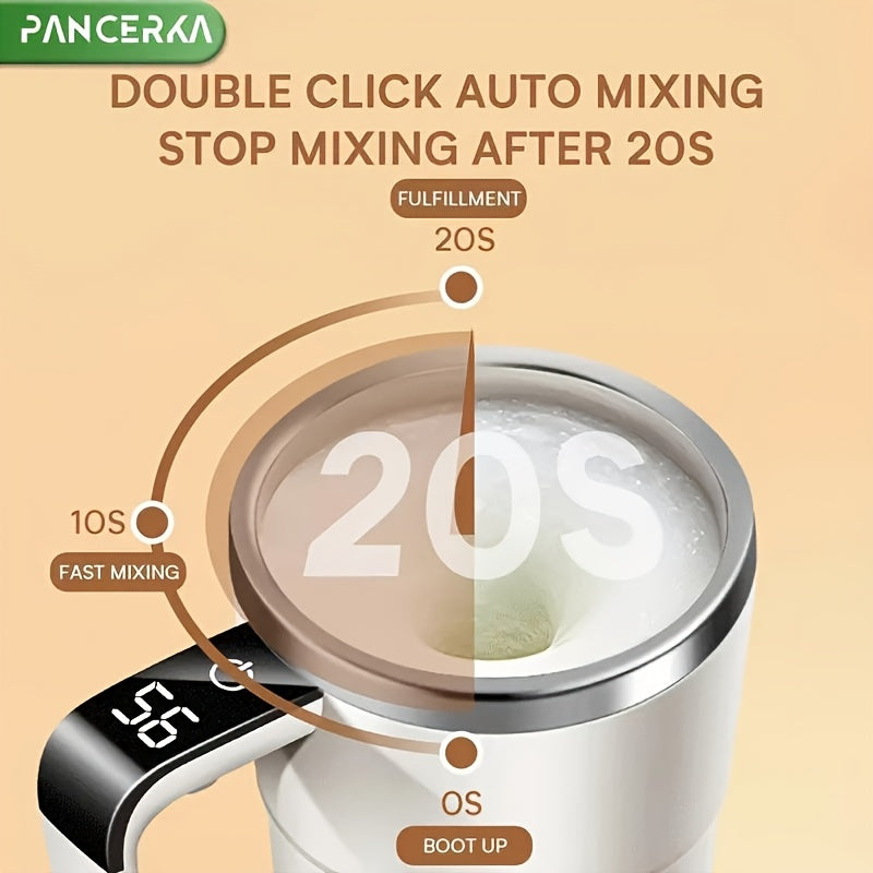 Smart USB-Powered Self-Stirring Coffee Mug with Temperature Display - Stainless Steel, Portable & Easy to Clean - Perfect for Home, Office, Travel & Car Use