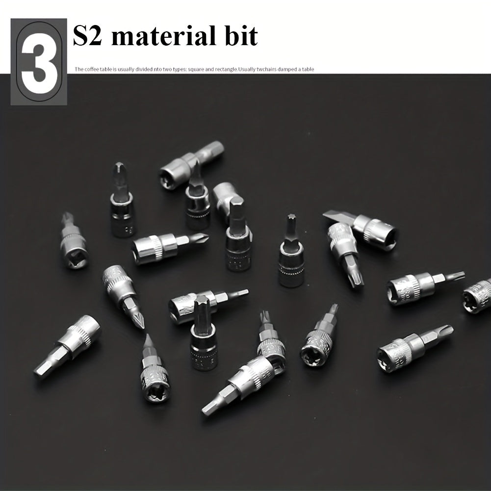 46pcs 2.54/10.16 Cm Drive Socket Ratchet Wrench Set, With Bit Socket Set, Metric And Extension Bar For Auto Repairing And Household, With Storage Case