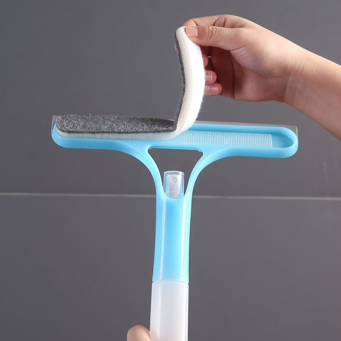 3-In-1 Multi-Functional Glass Cleaning Tool with Sprinkler, Polypropylene (PP) Plastic, for Bathroom, Kitchen, Living Room, Bedroom, Toilet - Efficient Mirror And Window Scraper