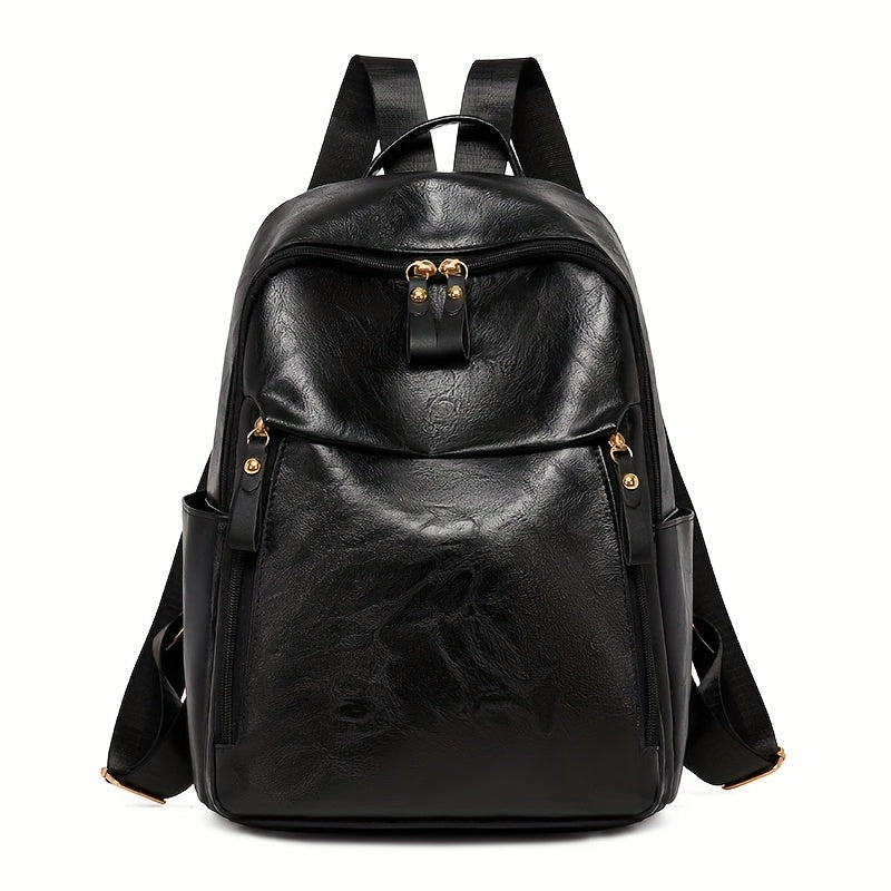 Women's Stylish Backpack with Adjustable Shoulder Straps & Golden-Tone Hardware - Zipper Closure, Multiple Compartments for, Travel, Shopping, Work - Christmas Gift (Deep Brown/Green/Black)
