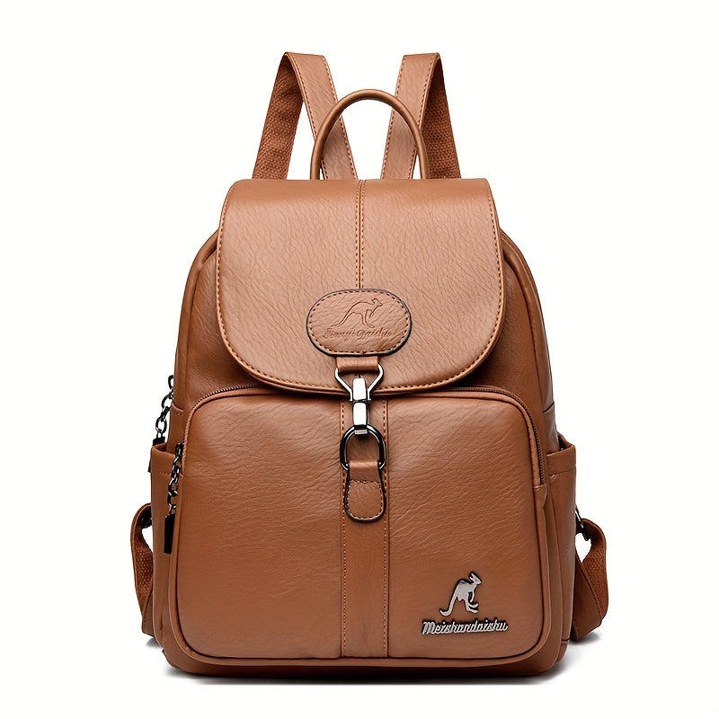 Women'S Genuine Leather Backpack - Vintage Backpack with Zipper Closure, Adjustable Shoulder Straps & Front flap pocket - Elegant Everyday & Formal Bag in, Brown, - Durable Polyester Lining for Women, Versatile Carryall, Clas