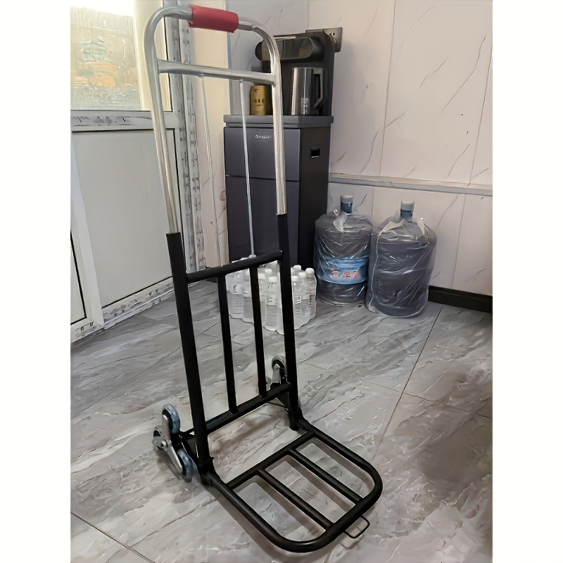 1pc Heavy-Duty Folding Hand Truck with Stair-Climbing Wheels, Compact Folding Cart, Heavy Load Capacity, for Home, Warehouse, Grocery Shopping, Moving - Space-Saving Design