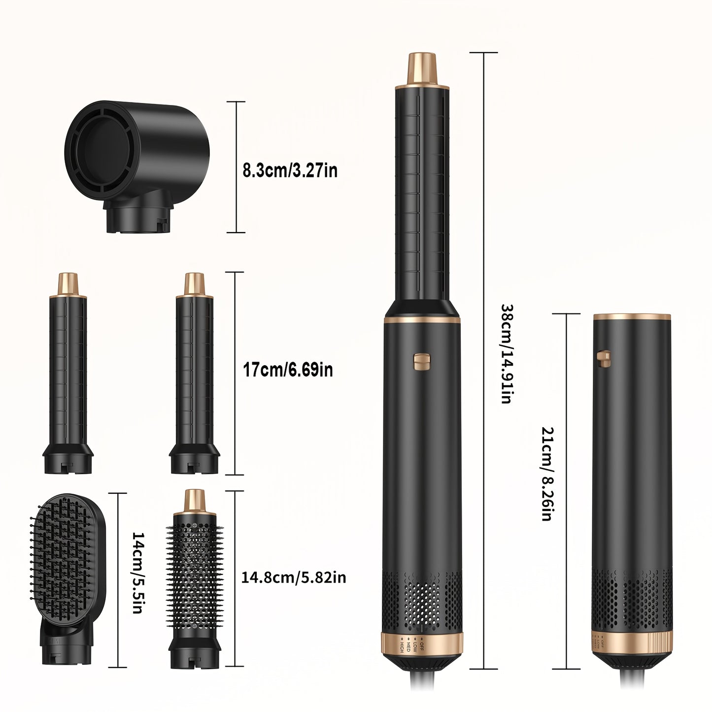 5-In-1 Hot Air Styling Brush with an Upgraded Detachable Design, Featuring a Hair Curler And a 1000W Hot Air Curling Wand, Equipped with an EU Plug.