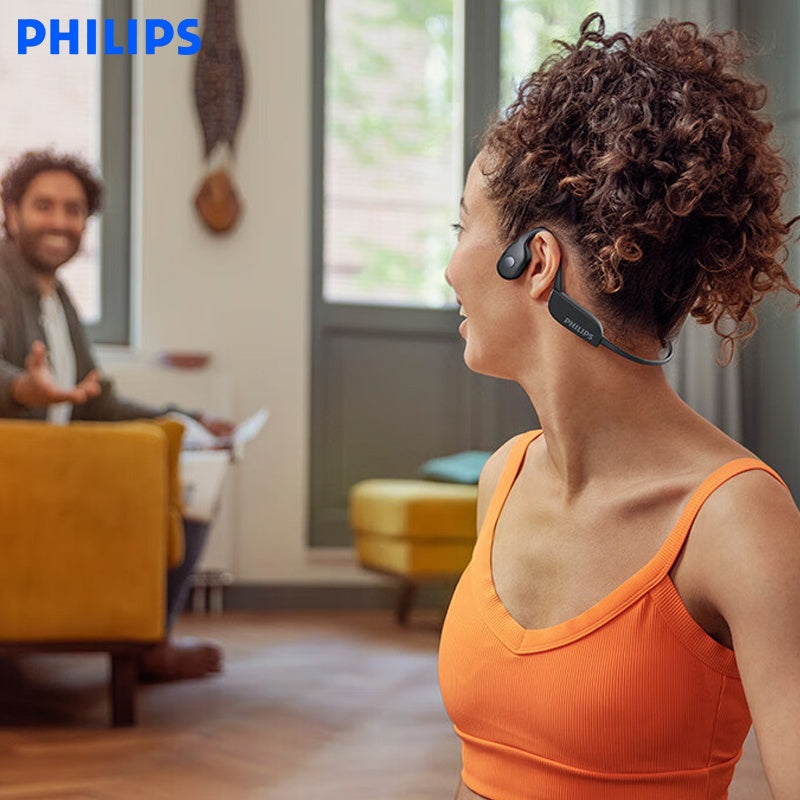 PHILIPS wireless open-ear non-in-ear headphones, sports running fitness cycling headsets, wireless ultra-long battery life hanging ear bone sensing TAA3609 AI call noise reduction, spatial stereo sound effect high-quality hea