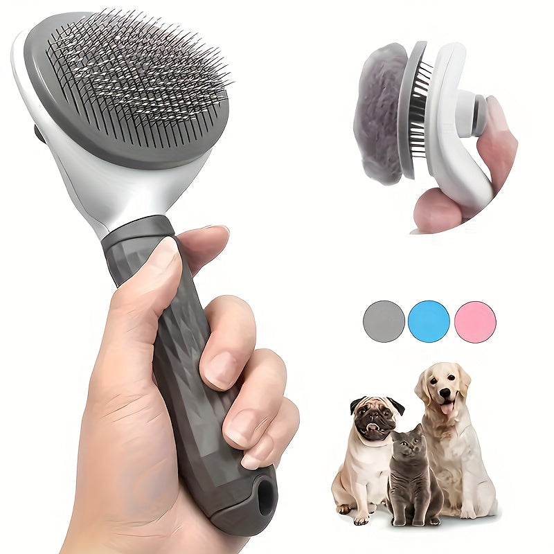 1pc Pet Grooming Brush - Efficient Hair Removal Comb for Cats & Dogs, Ergonomic Handle, Durable ABS Material, Ideal for Coat Health Maintenance, Pet Grooming Tool|Easy Grip Handle|Fine Bristle Comb, Pet Hair Remover Tool