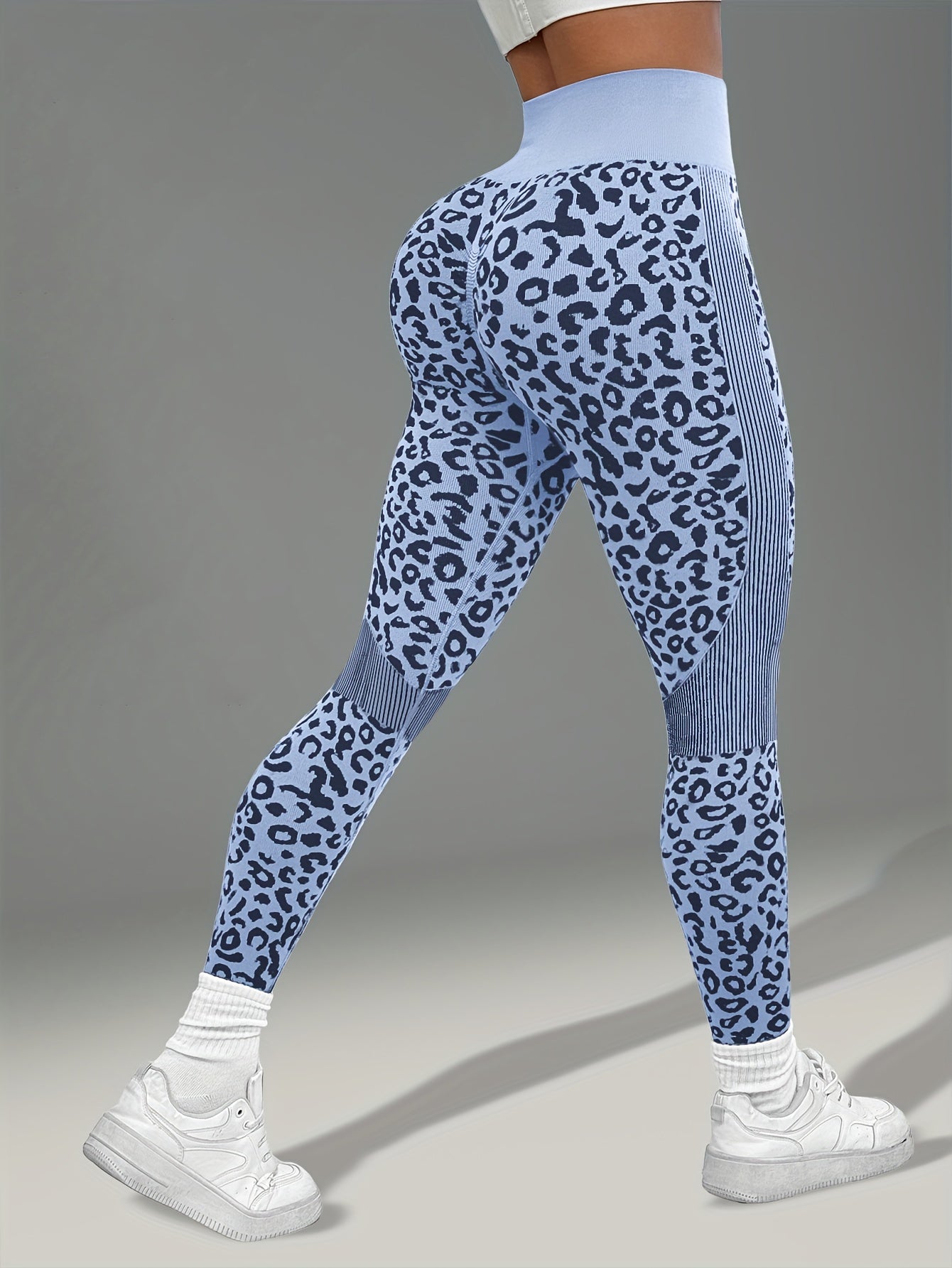 Women'S Leopard Print Yoga Pants - Non-Slip Workout Leggings with Elastic Waistband, Stretchy & Breathable Gym Pants for Yoga, Running, Casual Attire - All-Season Fitness Leggings in Pink & Leopard Print - Non-Slip Grip Activ