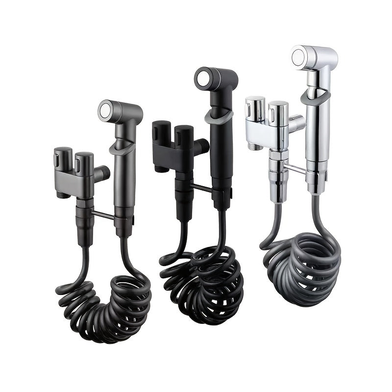 1 Wall Mount Hand Held Sitz Bath Kit, Classic Style, Brushed Finish, Comes with Spray Gun, Telescopic Phone Tube and Stand for Hygienic Toilet Training, Modern Sitz Bath System | Durable Wall Mount I toilet Spray Gun Set