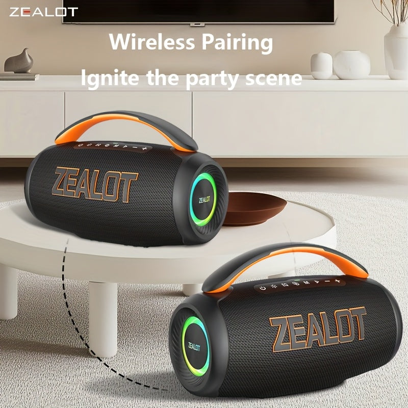 ZEALOT 60W Subwoofer Speaker, Wireless Speaker with Handle, 8000mAh Battery, Easy to Carry, RGB Lights, EQ Mode, TWS Pairing, Booming Bass. IPX5 High Quality, Great for Parties And Gatherings. for Home, Car, Camping-ZEALOT P1