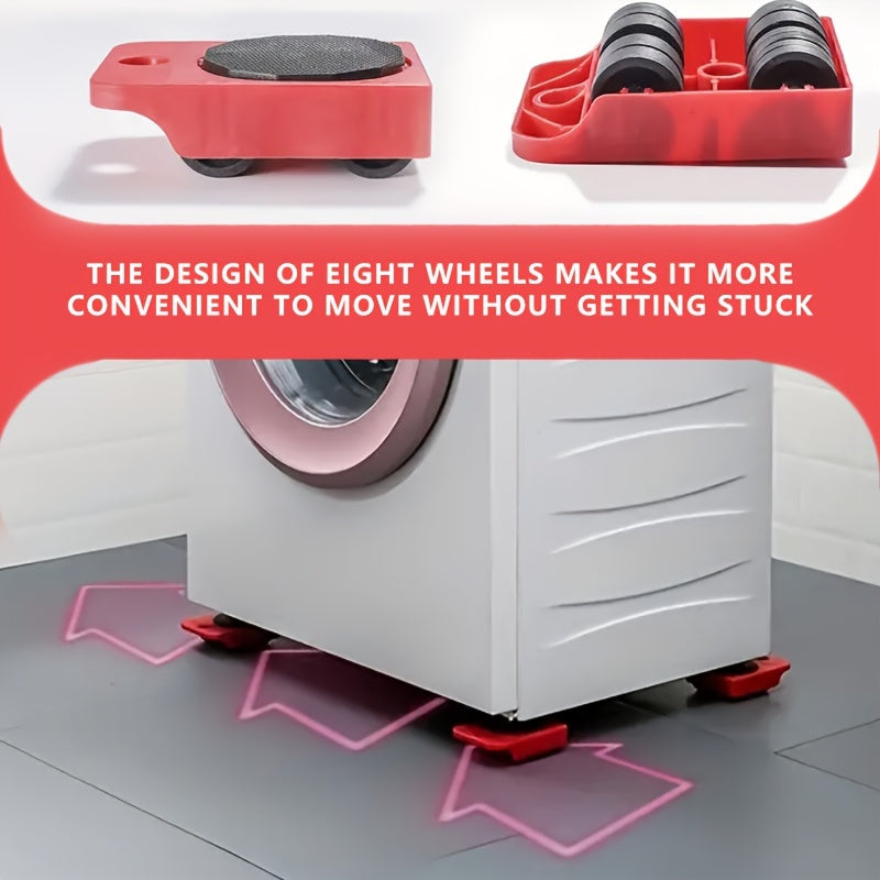 5pcs Furniture Slides Kit, Furniture MoveRoller Tools, 360 Degree Rotatable Pads, Easily Redesign And Rearrange Living Space Sofa Easy, Plastic And Carbon Steel For Hardwood Floors Carpet With 4 Wheels, Bearing Weight 150Kg,