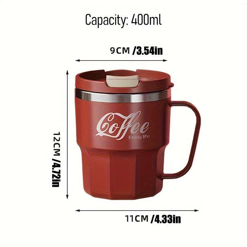 Valentine's Day 304 Stainless Steel Insulated Travel Mug with Seal, Portable Flip Top, Shatterproof and BPA-Free for Office, Home & Dorm - Food-Grade, Leakproof Thermal Coffee Cup with One-Click Open Lid for Men & Women, 14+
