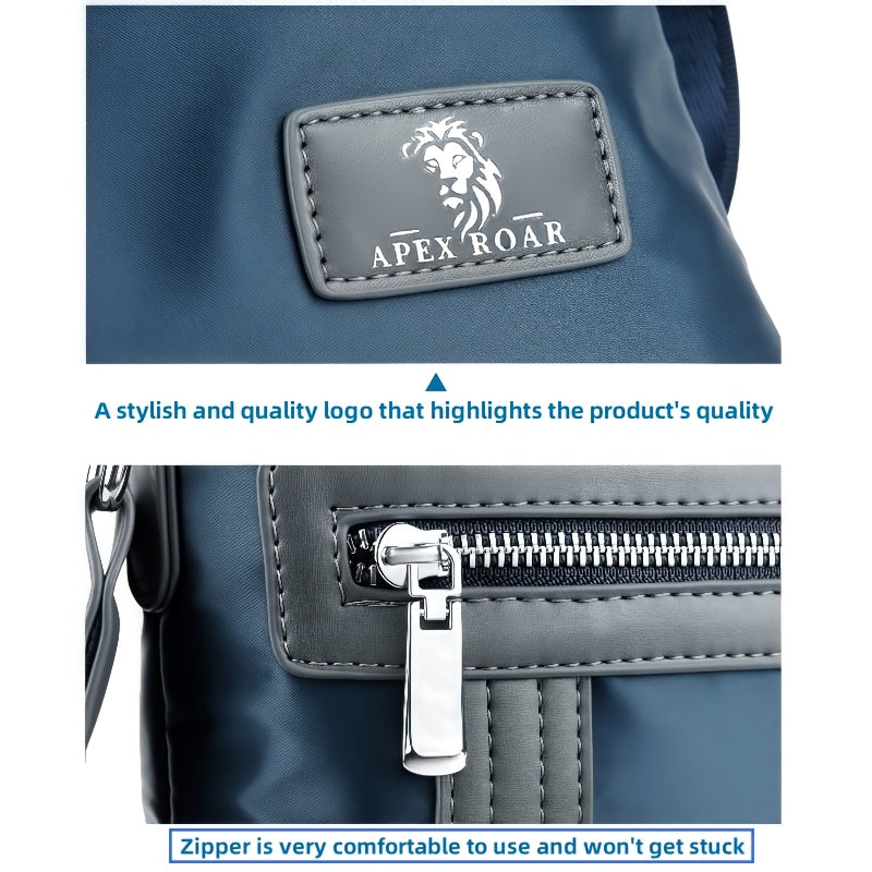 Men's Crossbody Laptop Bag with Tablet Pocket - Heavy-Duty Convertible Messenger Bag, Adjustable Strap & Zippered Compartments, Golden-Tone Hardware - Compatible with 38.1cm Laptop/ Tablet - Navy Blue for Travel, Work, School