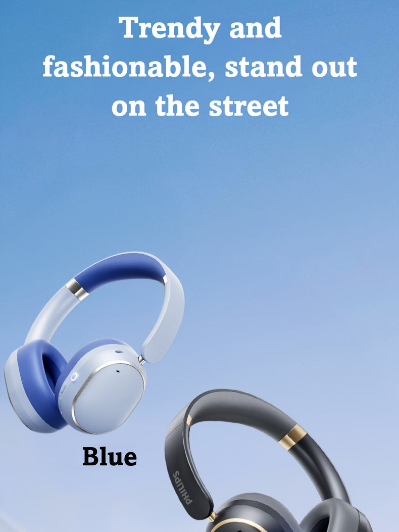 Philips Wireless Bluetooth Headphones, Over-Ear Wireless Headphones, ANC Hybrid Active Noise Cancelling Headphones, HiFi Surround Sound Over-Ear Wireless Headphones, for iPhone and Android, 80 Hours of Playtime, with Five ENC