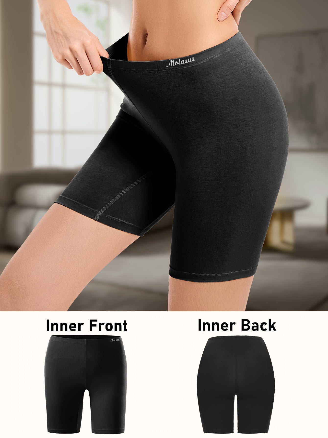Women's Cotton Boyshorts Underwear 4-Pack - Comfortable Full Coverage Boxers, Knit Fabric, Solid Color, Simple Style, 95% Cotton 5% Spandex