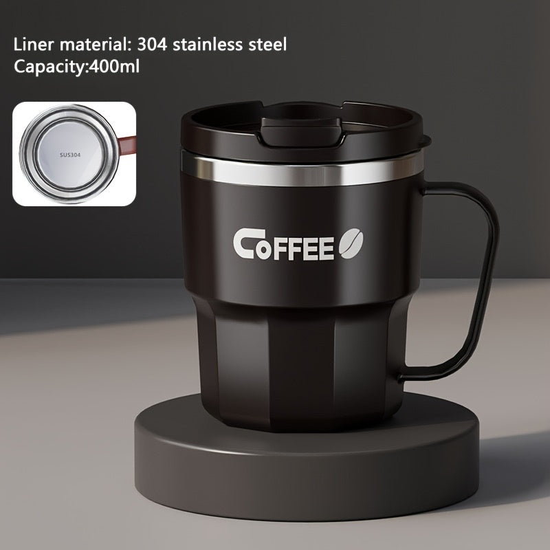 Valentine's Day 304 Stainless Steel Insulated Travel Mug with Seal, Portable Flip Top, Shatterproof and BPA-Free for Office, Home & Dorm - Food-Grade, Leakproof Thermal Coffee Cup with One-Click Open Lid for Men & Women, 14+
