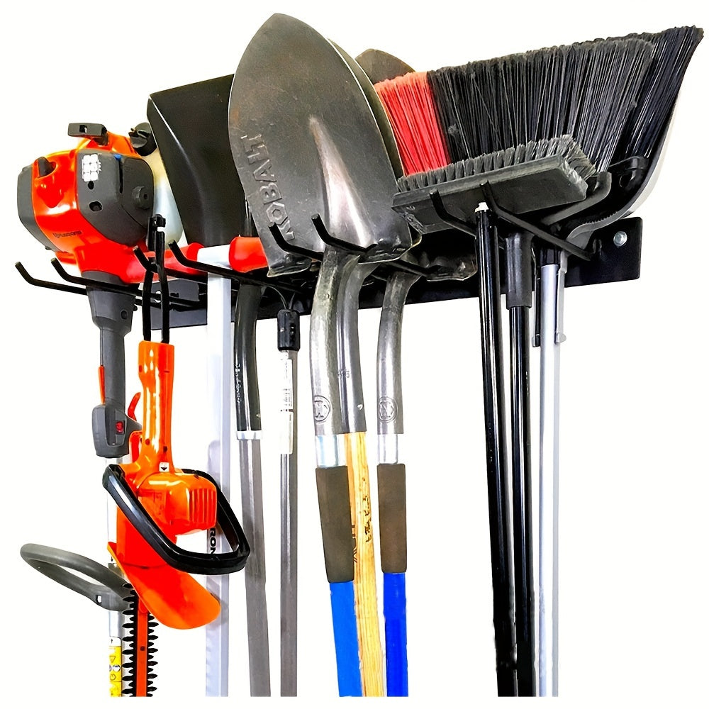 1pc Heavy Duty Wall-Mounted Garden Tool Organizer - Space-Saving Storage Rack for Shovels, Rakes, Brooms & Hoses - Durable Iron with Powder Coating Finish, No Assembly Required, Garden Tool Holder, Sleek Metal Finish, Sturdy